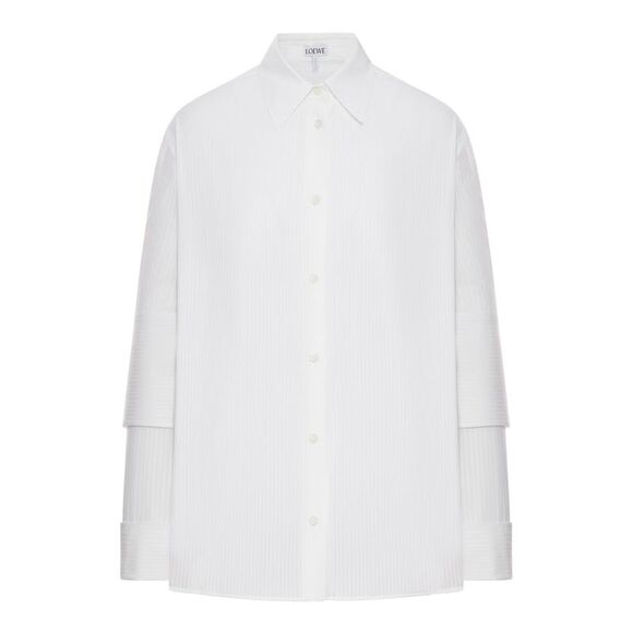 Loewe Women Cotton Shirt With Double-Layer Sleeves - Picture 1 of 5